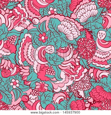 Hand painted watercolor vector flowerseamless pattern background