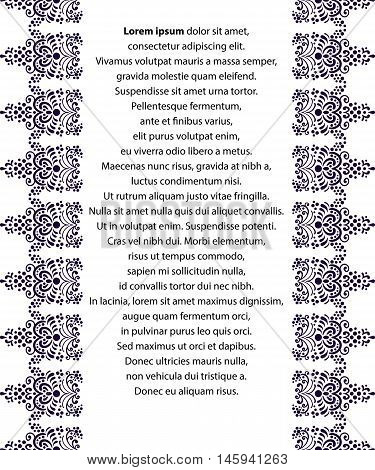 Document template for invitation, paper, cover, banner, label, postcard, wedding card, frames. Paper with violet border.