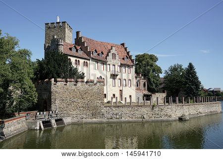 historic moated castle in Flechtingen in Germany
