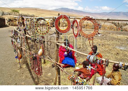 Arusha, Tz - Circa August 2010 - Masai Village In Serengeti National Park.