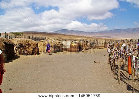 Arusha, Tz - Circa August 2010 - Masai Village In Serengeti National Park.