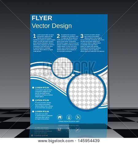 Professional business flyer with blue decorative elements vector design template