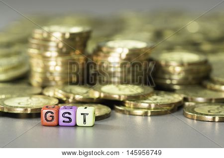 Gst Text And Gold Coins