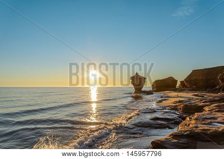 Ocean coast at the sunrise (Thunder Cove Prince Edward Island Canada)