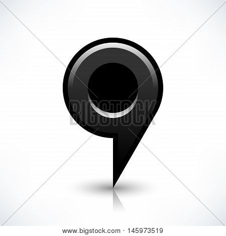 Blank map pin location sign circle shape icon with gray shadow and gradient reflection isolated on white background in simple flat style. Web design element save in vector illustration 8 eps
