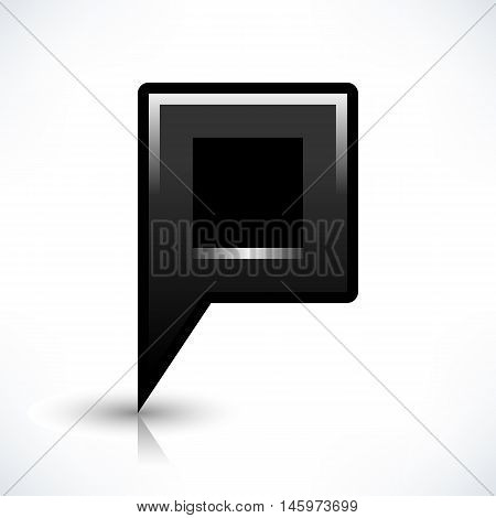 Blank map pin location sign rounded square shape icon with gray shadow and gradient reflection isolated on white background in simple flat style. Web design element save in vector illustration 8 eps