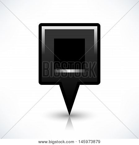 Blank map pin location sign rounded square shape icon with gray shadow and gradient reflection isolated on white background in simple flat style. Web design element save in vector illustration 8 eps