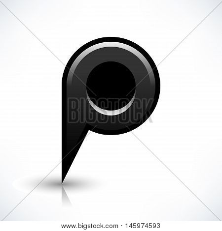Blank map pin location sign circle shape icon with gray shadow and gradient reflection isolated on white background in simple flat style. Web design element save in vector illustration 8 eps