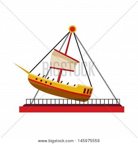 Boat swing icon in cartoon style isolated on white background. Attraction symbol vector illustration