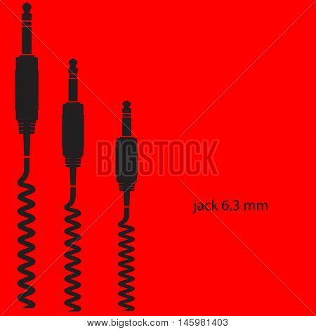 jack a cable on a red background. Vector illustration