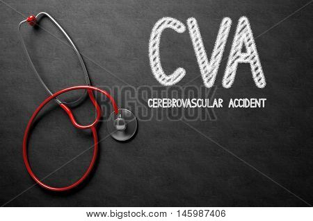 Medical Concept: CVA - Cerebrovascular Accident - Medical Concept on Black Chalkboard. Medical Concept: CVA - Cerebrovascular Accident Handwritten on Black Chalkboard. 3D Rendering.