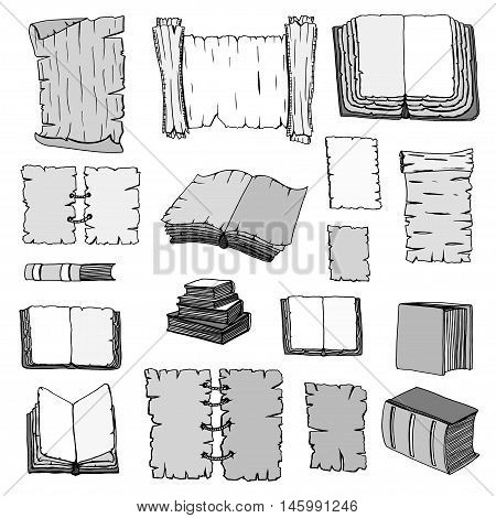 Hand Drawn of Books. Vector illustration isolated ob white