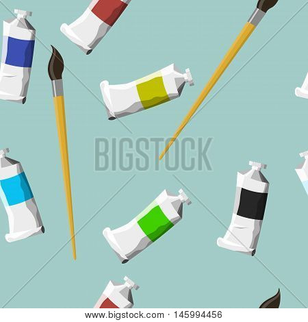 Seamless Pattern With Artistic Objects On Background