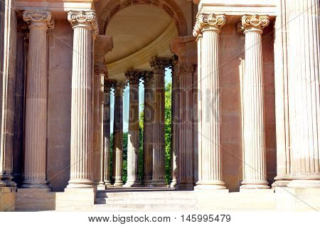 parallel coloumns as part of castle sancoussi in Potsdam during sunshine
