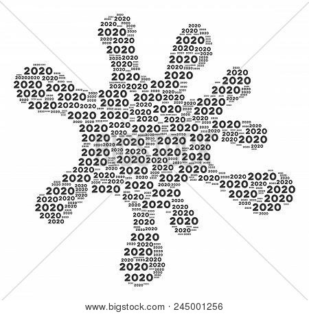 Splash Mosaic Constructed Of 2020 Year Text Elements In Variable Sizes. Abstract Vector Blob Concept