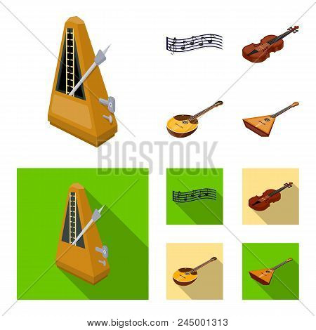Musical Instrument Cartoon, Flat Icons In Set Collection For Design. String And Wind Instrument Isom