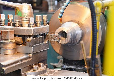 Machining On A Lathe, Processing Of Metal By Cutting. Processing Of Metal By Cutting At A Manufactur