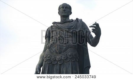Antique Monument In Europe. Antique Sculpture In One Of The Europe City. Ancient Famous Statue.