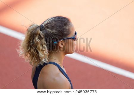 Stockholm, Sweden - Jun 10, 2018: Closeup Of Angelica Bengtsson Preparing In The Pole Vault Competit