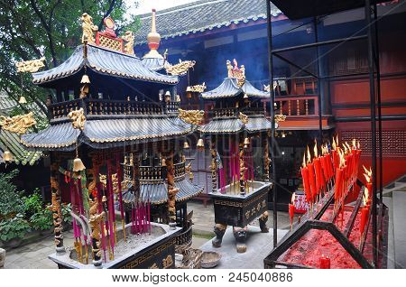 Mount Qingcheng, Sichuan, China - Jun. 21, 2012: Laojun Hall In Shangqing Temple On Top Of Mount Qin
