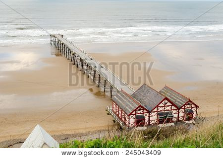 Saltburn Pier, Located At The Beach At Saltburn-by-the-sea