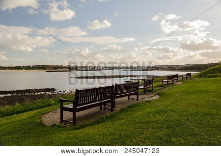 Seating At Spanish Battery, Tynemouth, With A View Up The River Tyne