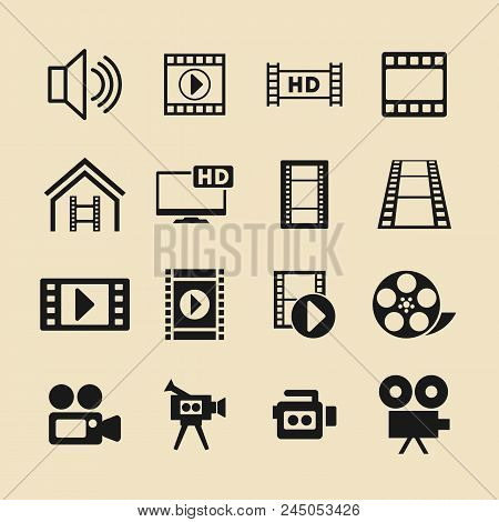 Play Icons. Cinema Vector Pictograms For Site Or App.