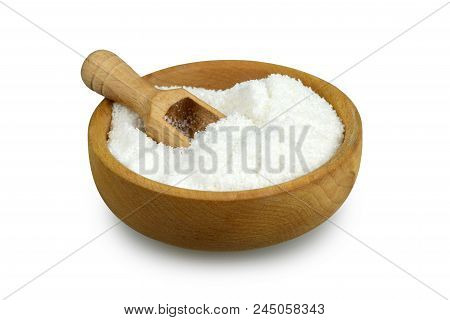 Coconat Flakes In A Bowl Isolated On White