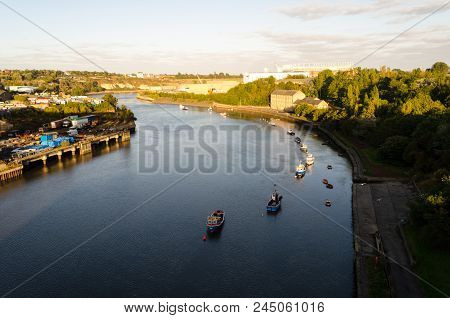 View Looking East Down The River Wear From The Pedestrian Walkway Of The Queen Alexandra Bridge, Sun