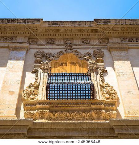 Noto, Italy - Traditional Window Design In The Monastery Close To San Francesco D'assisi Church