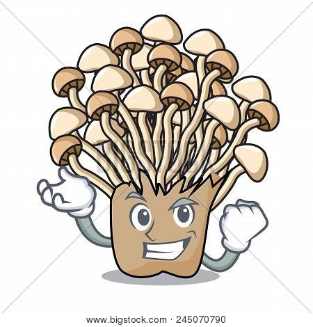 Successful Enoki Mushroom Character Cartoon Vector Illustration
