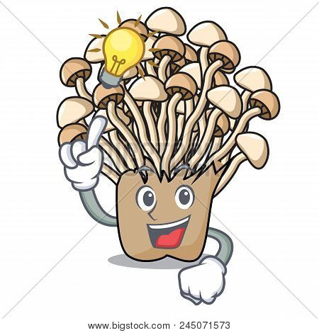 Have An Idea Enoki Mushroom Mascot Cartoon Vector Illustration