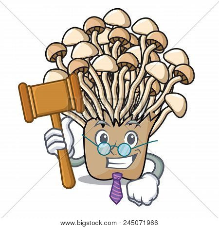 Judge Enoki Mushroom Mascot Cartoon Vector Illustration