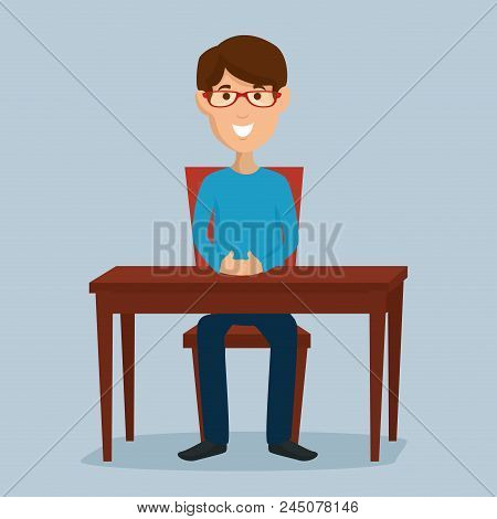 Man In The Dinning Room Vector Illustration Design