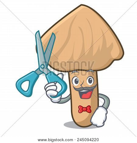 Barber Inocybe Mushroom Character Cartoon Vector Illustration