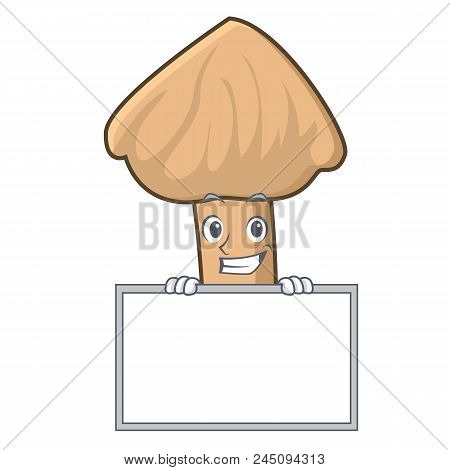 Grinning With Board Inocybe Mushroom Character Cartoon Vector Illustration