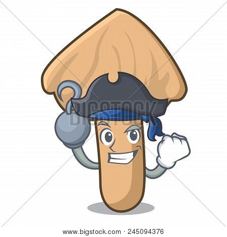 Pirate Inocybe Mushroom Character Cartoon Vector Illustration