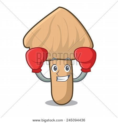Boxing Inocybe Mushroom Character Cartoon Vector Illustration