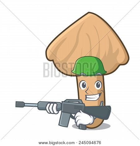 Army Inocybe Mushroom Character Cartoon Vector Illustration