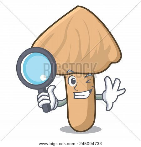 Detective Inocybe Mushroom Character Cartoon Vector Illustration