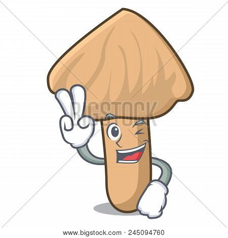Two Finger Inocybe Mushroom Character Cartoon Vector Illustration