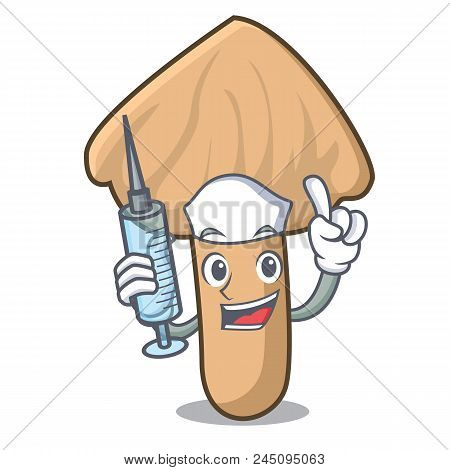 Nurse Inocybe Mushroom Character Cartoon Vector Illustration