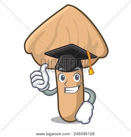 Graduation Inocybe Mushroom Character Cartoon Vector Illustration
