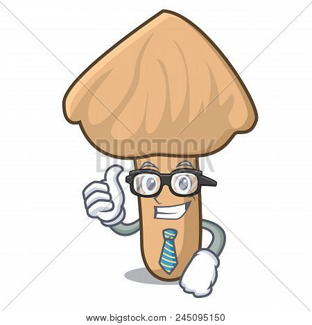 Businessman Inocybe Mushroom Character Cartoon Vector Illustration