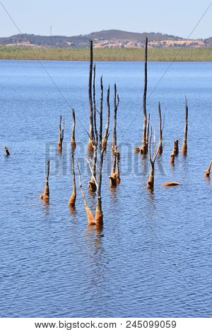 Copper Red Polluted Lake Mine In Gossan Cobre Huelva Spain