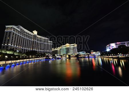 Las Vegas, Nevada - July 25: Bellagio Hotel And Casino On July 25 2017 In Las Vegas. Bellagio Is A L