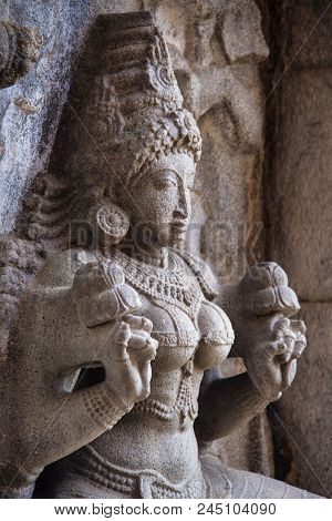 Carved Idol In Gangaikondacholapuram Temple. Thanjavur, Tamil Nadu, India