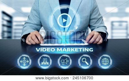 Video Marketing Advertising Businesss Internet Network Technology Concept.