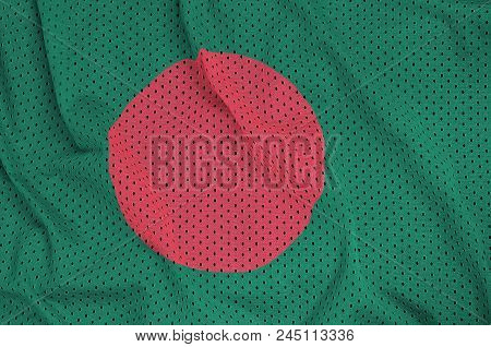 Bangladesh Flag Printed On A Polyester Nylon Sportswear Mesh Fabric With Some Folds
