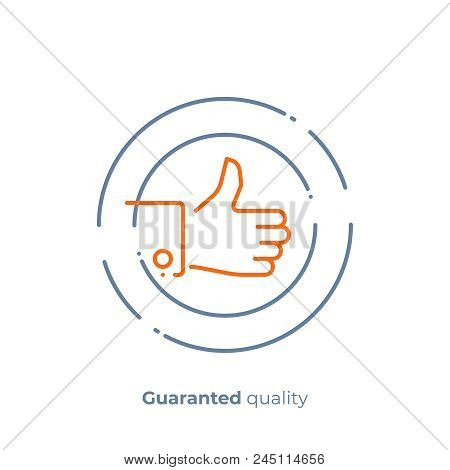 Line Art Thumb Up, Like Hand. Team Building. Scalable Vector Icon In Modern Lineart Style. Outline E
